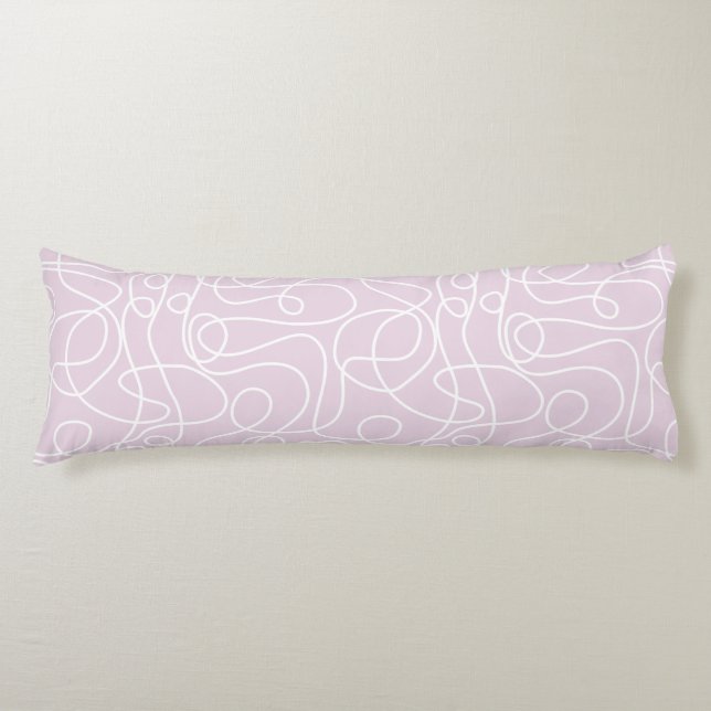 Doodle Line Art Pattern | White on Dusty Pink Body Pillow (Front)