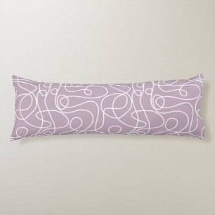 Doodle Line Art Pattern White on Mauve Body Pillow