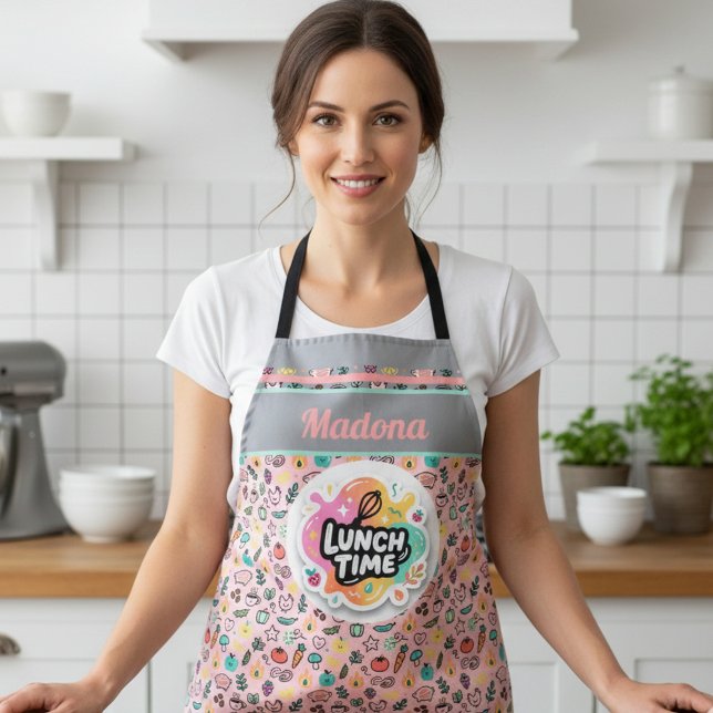 Doodle Lunch Time Whisk Pastel Sticker Apron (Creator Uploaded)