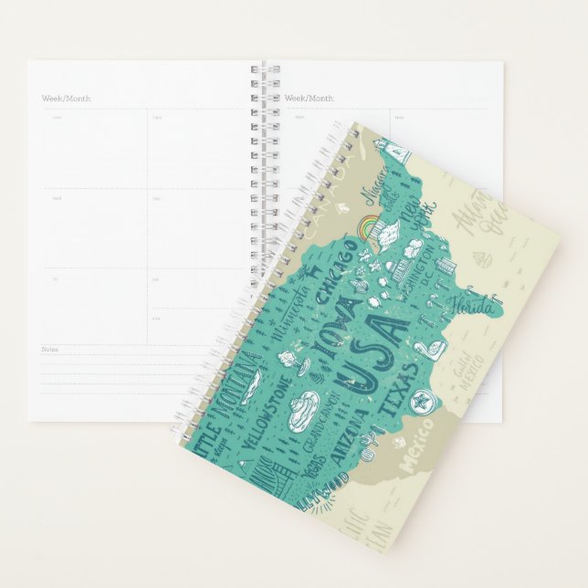 Doodle Map Of USA Planner (Display)