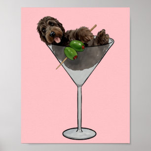 Doodle Martini Dog Mom Watercolor Poster
