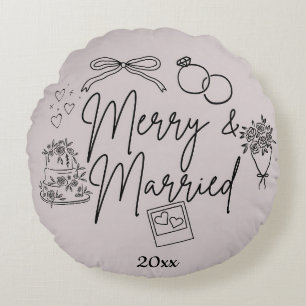 Doodle merry and married round pillow