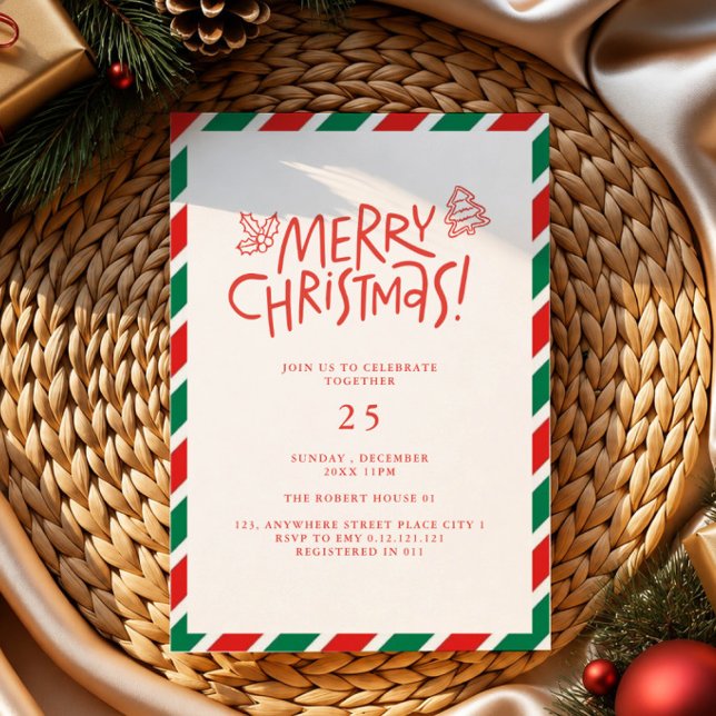 Doodle modern merry christmas party invitation (Creator Uploaded)