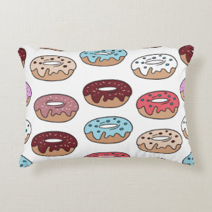 Doodle Multi-Coloured Doughnuts Background. Accent Pillow