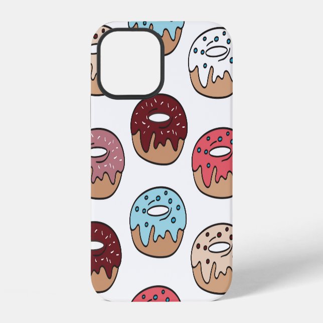 Doodle Multi-Coloured Doughnuts Background. iPhone Case (Back)