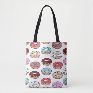 Doodle Multi-Coloured Doughnuts Background. Tote Bag