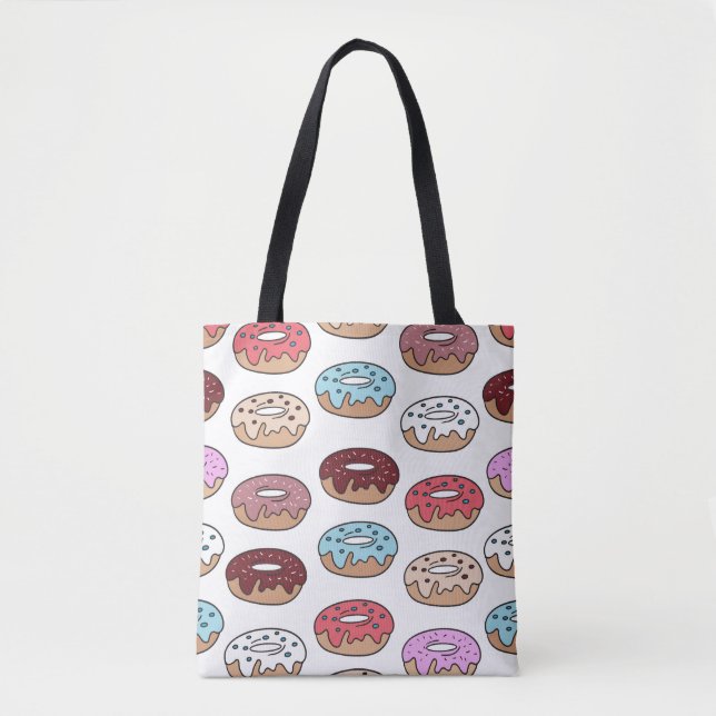 Doodle Multi-Coloured Doughnuts Background. Tote Bag (Front)