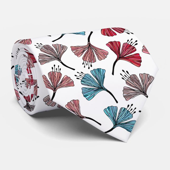 Doodle Multicolor beautiful floral pattern Tie (Rolled)