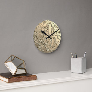 Doodle-Muster mit Reliefstruktur Round Clock