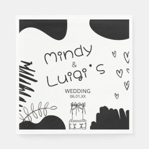 Doodle Organic Shapes Script Wedding Napkin