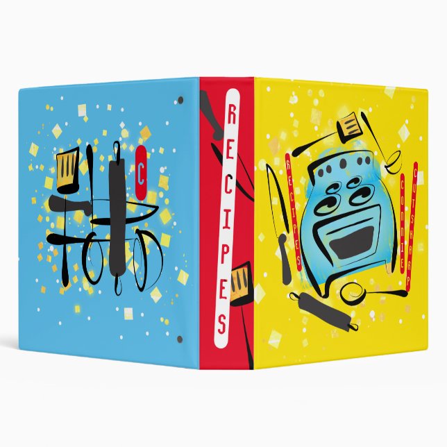 Doodle oven utensils personalized cookbook recipe  binder (Background)