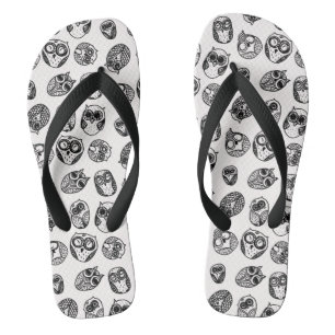 Doodle Owl Pattern Flip Flops