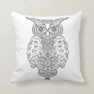 Doodle Owl Throw Pillow