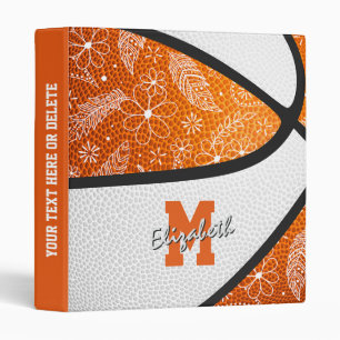 doodle paisley pattern orange white basketball binder
