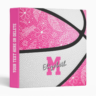 doodle paisley pattern pink white basketball binder