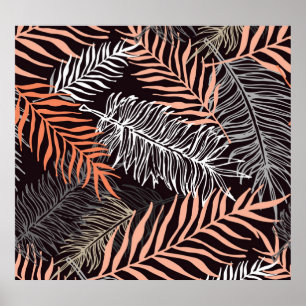 Doodle Palm: Hand-Drawn Leafy Pattern. Poster
