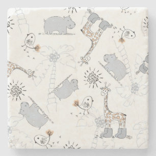 doodle pattern 2 stone coaster