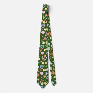 Doodle  pattern pastel shade D Green BG Tie