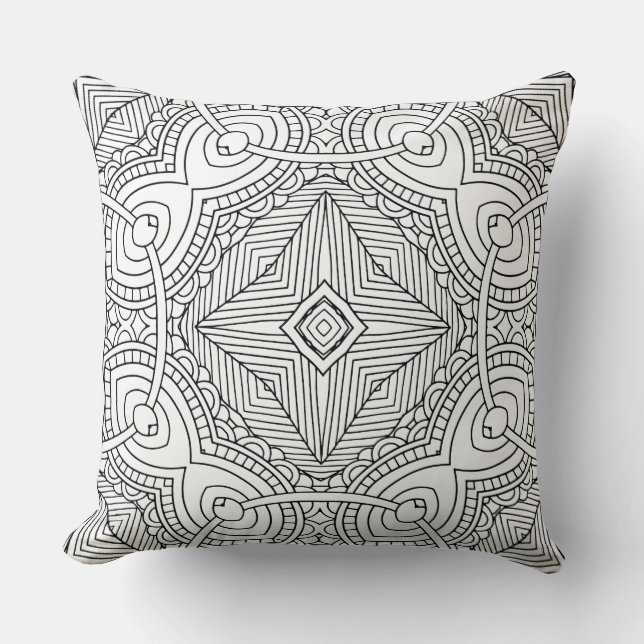 Doodle Patterns Colouring Art Throw Pillows Decor (Front)