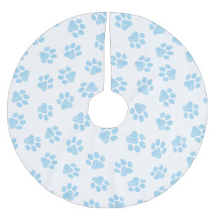 Doodle Paws, Dog Paws, Baby Blue Paws Brushed Polyester Tree Skirt