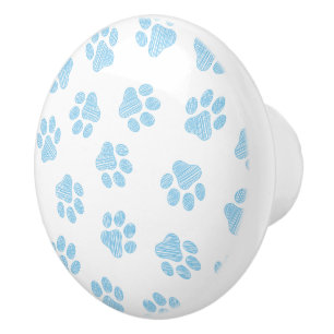 Doodle Paws, Dog Paws, Baby Blue Paws Ceramic Knob