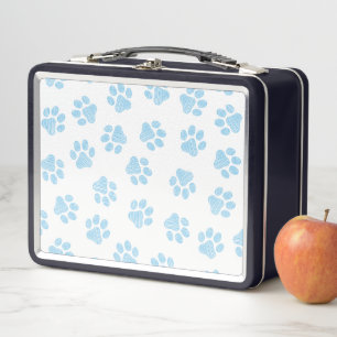 Doodle Paws, Dog Paws, Baby Blue Paws Metal Lunch Box