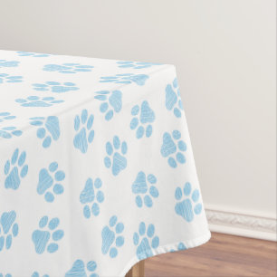 Doodle Paws, Dog Paws, Baby Blue Paws Tablecloth