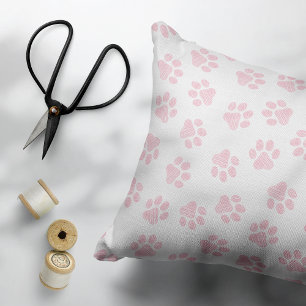 Doodle Paws, Dog Paws, Baby Pink Paws Accent Pillow