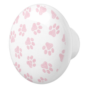 Doodle Paws, Dog Paws, Baby Pink Paws Ceramic Knob