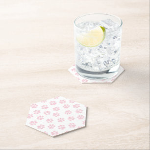Doodle Paws, Dog Paws, Baby Pink Paws Paper Coaster