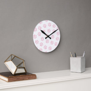 Doodle Paws, Dog Paws, Baby Pink Paws Round Clock