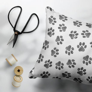 Doodle Paws, Dog Paws, Black Paws Accent Pillow