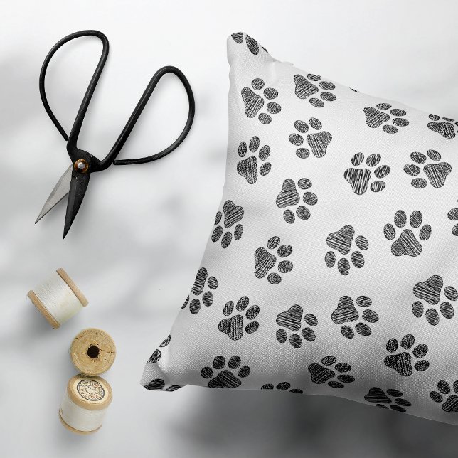 Doodle Paws, Dog Paws, Black Paws Accent Pillow (Creator Uploaded)