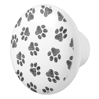 Doodle Paws, Dog Paws, Black Paws Ceramic Knob