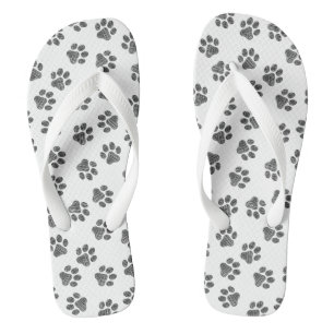 Doodle Paws, Dog Paws, Black Paws Flip Flops