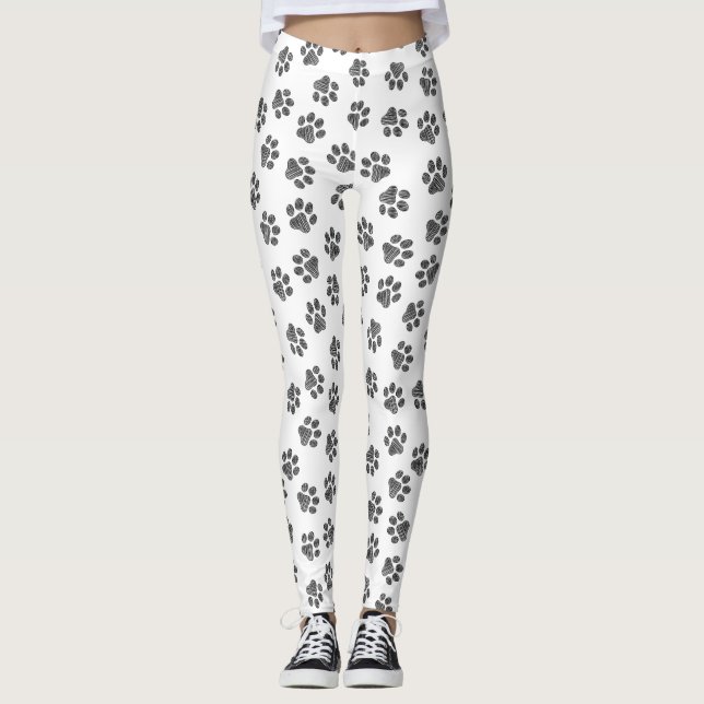 Doodle Paws, Dog Paws, Black Paws Leggings (Front)