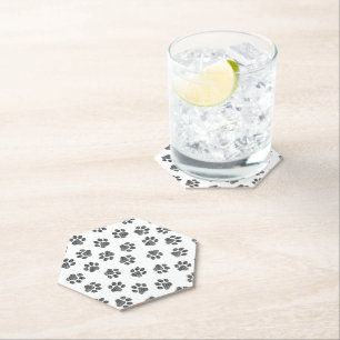 Doodle Paws, Dog Paws, Black Paws Paper Coaster