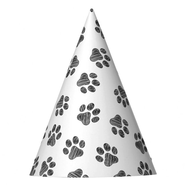 Doodle Paws, Dog Paws, Black Paws Party Hat (Front)