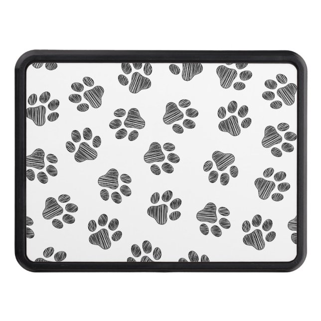 Doodle Paws, Dog Paws, Black Paws Trailer Hitch Cover (Front)