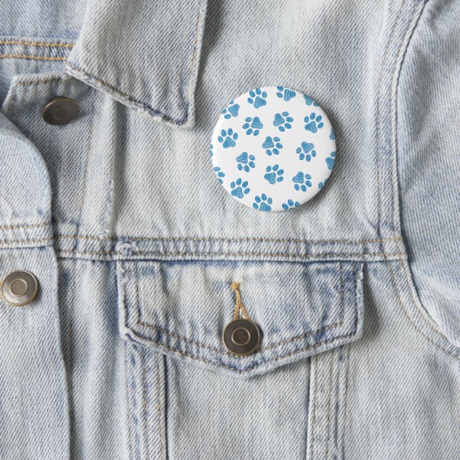 Doodle Paws, Dog Paws, Blue Paws 2 Inch Round Button (In Situ)