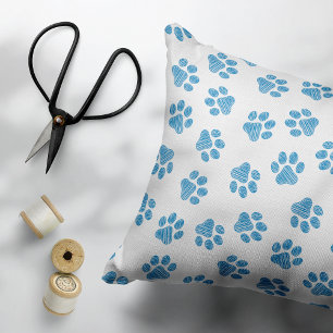 Doodle Paws, Dog Paws, Blue Paws Accent Pillow