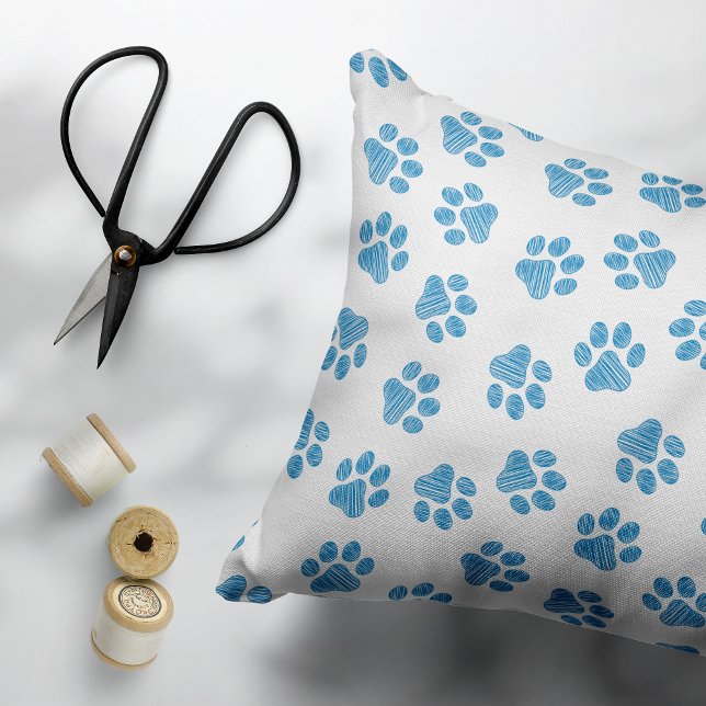 Doodle Paws, Dog Paws, Blue Paws Accent Pillow (Creator Uploaded)