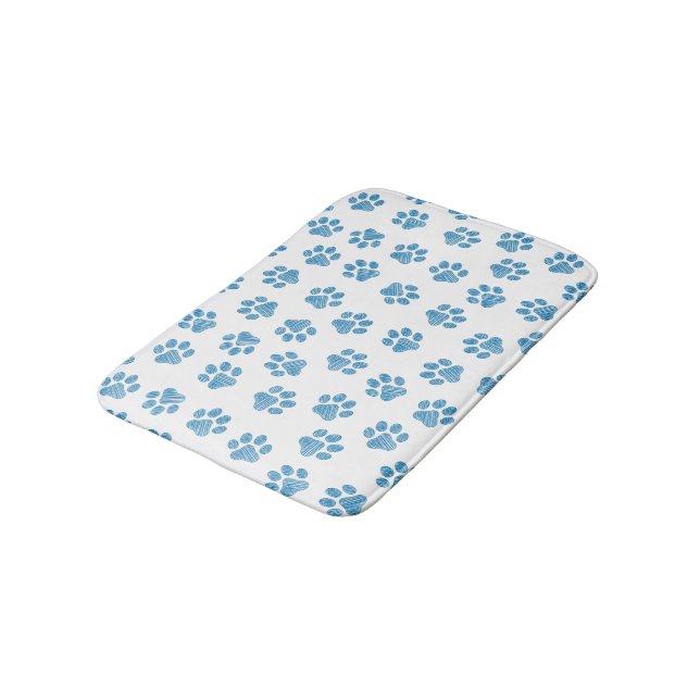 Doodle Paws, Dog Paws, Blue Paws Bath Mat (Angled)