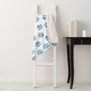 Doodle Paws, Dog Paws, Blue Paws Sherpa Blanket