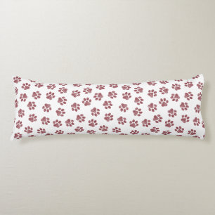 Doodle Paws, Dog Paws, Burgundy Paws Body Pillow