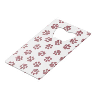 Doodle Paws, Dog Paws, Burgundy Paws Credit Card Bottle Opener