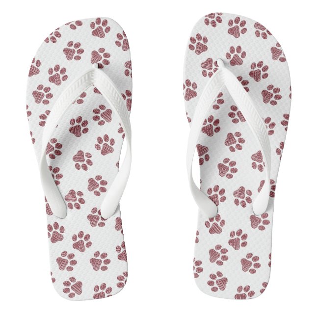 Doodle Paws, Dog Paws, Burgundy Paws Flip Flops (Footbed)