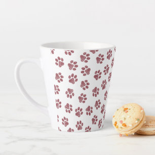 Doodle Paws, Dog Paws, Burgundy Paws Latte Mug
