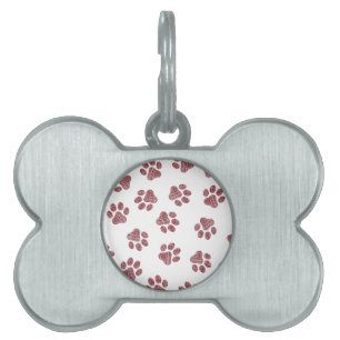 Doodle Paws, Dog Paws, Burgundy Paws Pet ID Tag