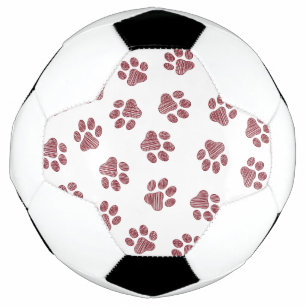 Doodle Paws, Dog Paws, Burgundy Paws Soccer Ball